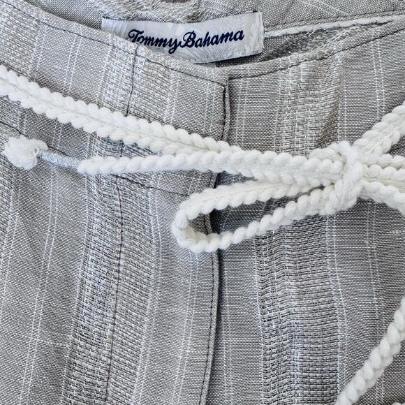 New Tommy Bahama Linen Blend Wide Leg Belted Pants Sz 4 Preppy Coastal Beachy - Picture 4 of 10